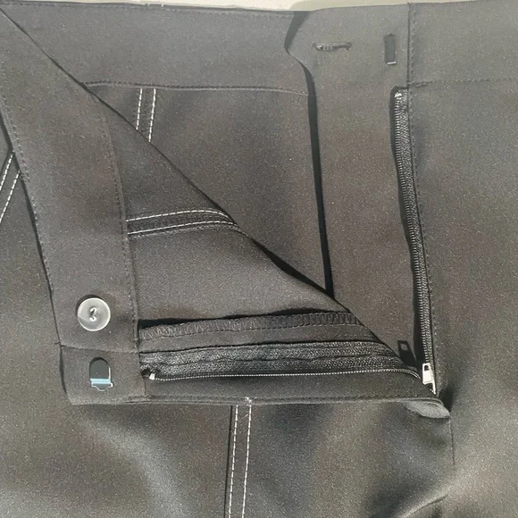 NEW Women's KARL LAGERFELD Paris  Stitch Cropped Pants Side Zip Black $99 - Picture 9 of 14